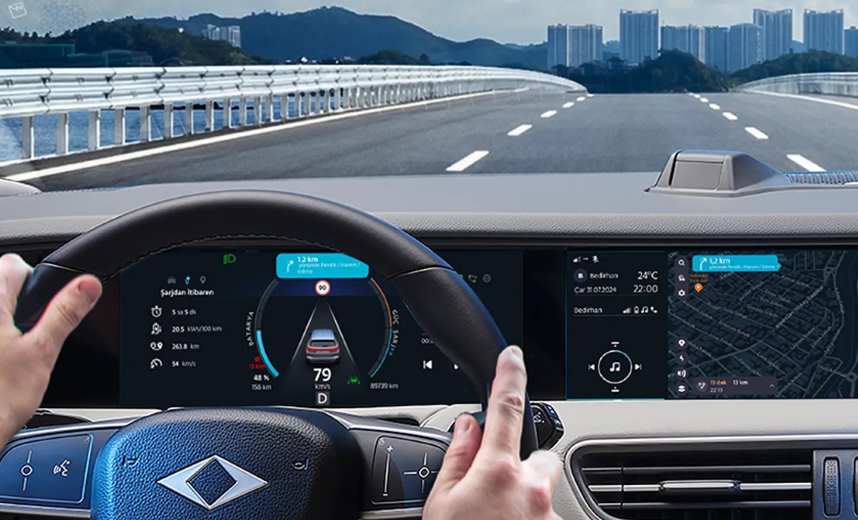 You can get step-by-step navigation directions on your dashboard and when you create a route, you can see the percentage of charge left in your device on your dashboard.