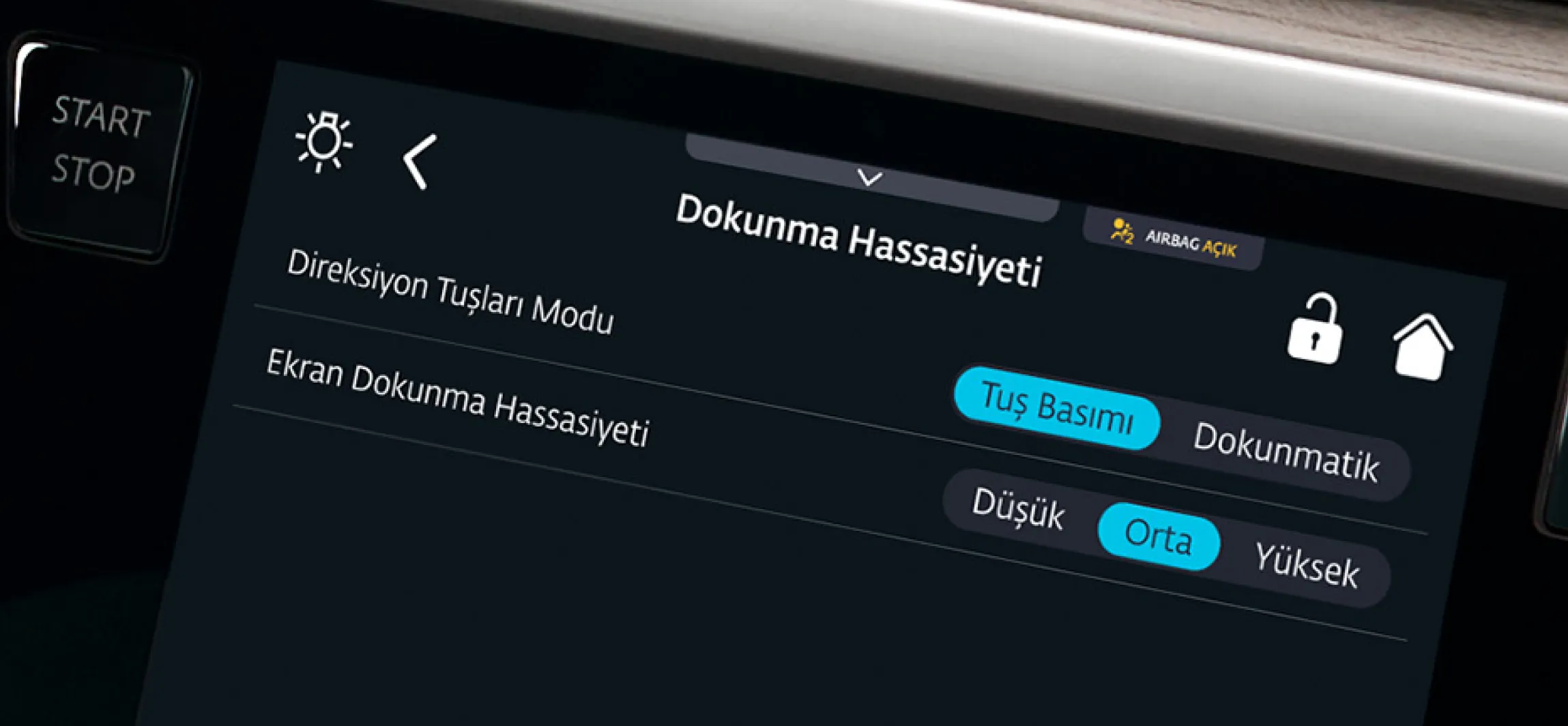 Screen touch sensitivity

You can select the screen touch sensitivity: low, medium and high.